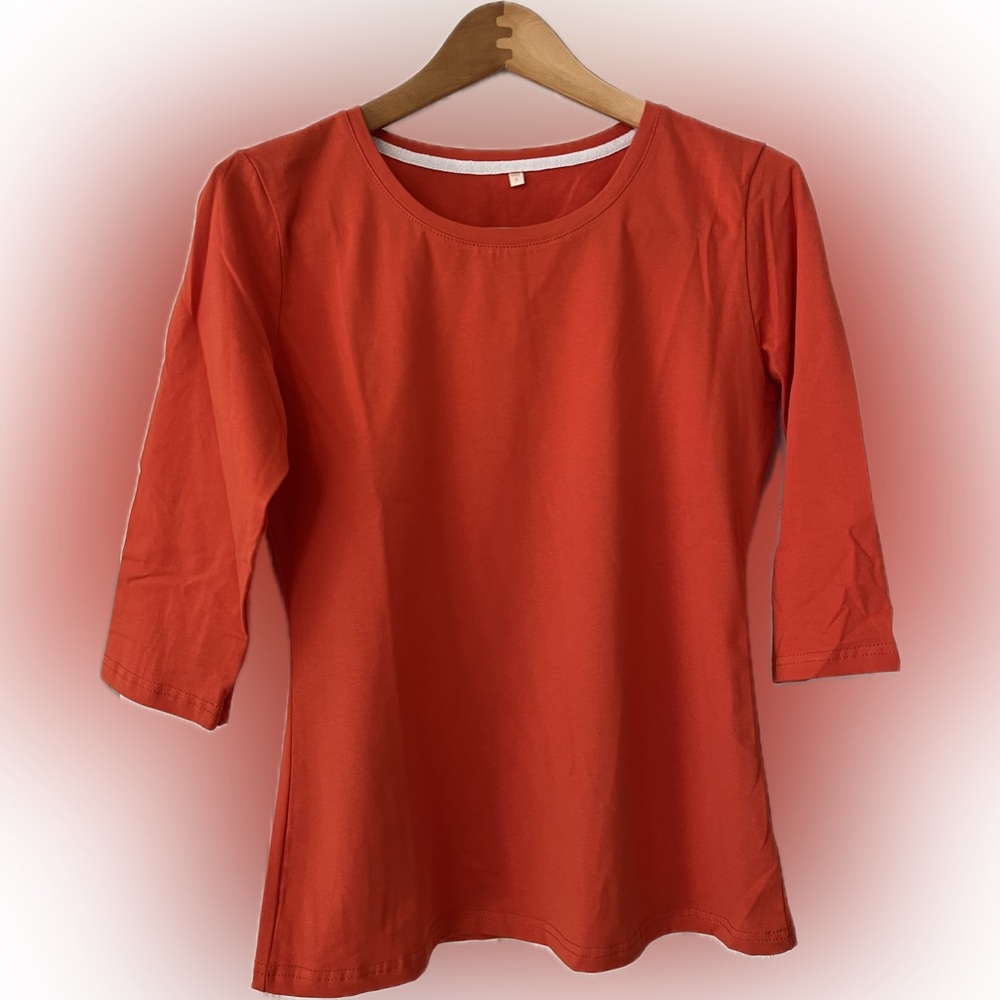 Women's Orange 3/4 Sleeve Top